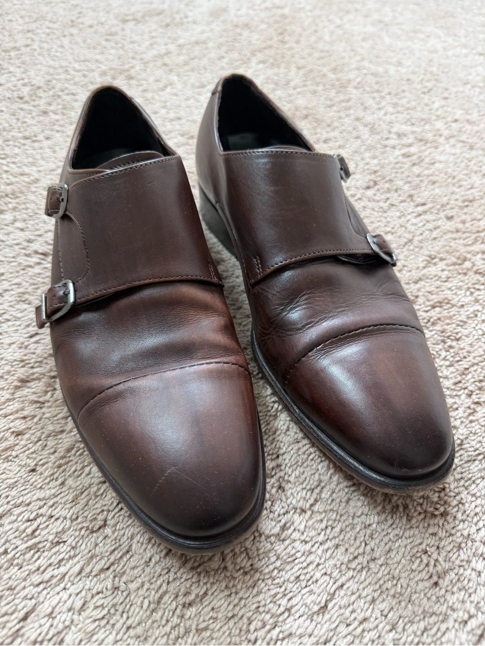 Ecco Men's Double Monk Strap Shoes in Dark Brown Leather
